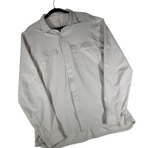 Lululemon Mens XXL Commission Long Sleeve Pocket Shirt White Micro Dot Snap